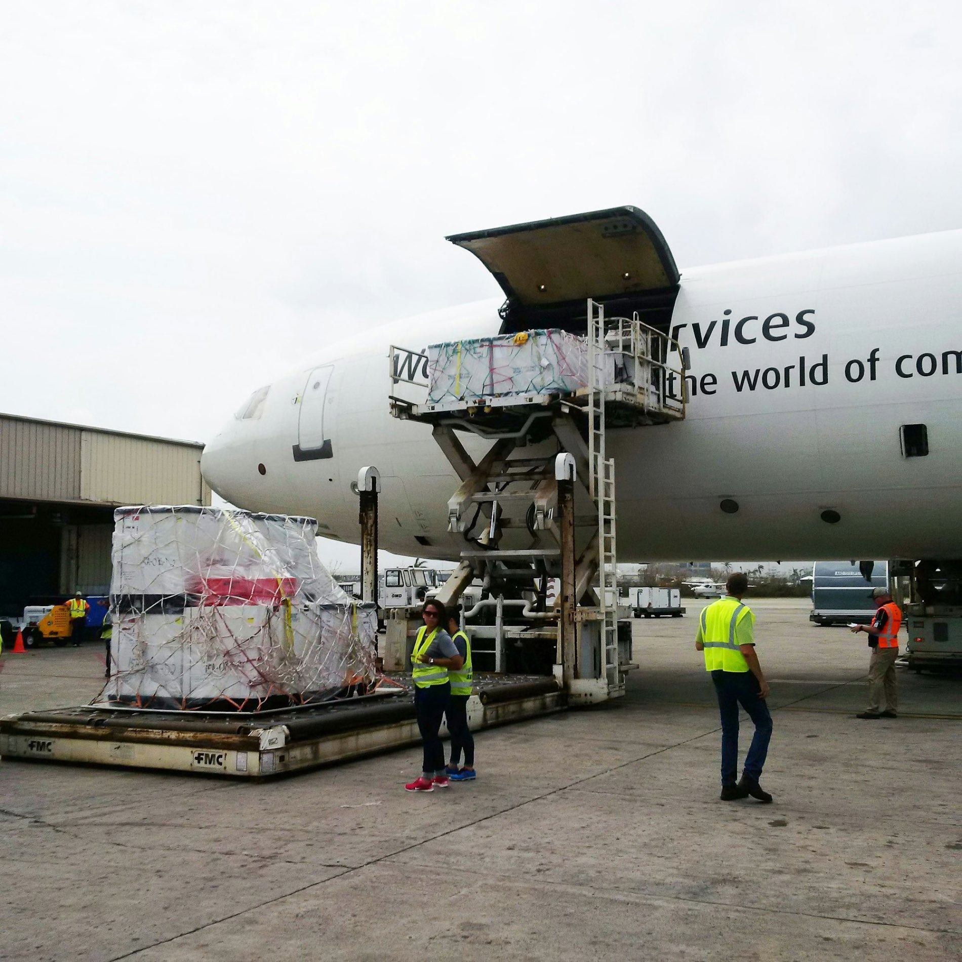 Ground crew loading air freight